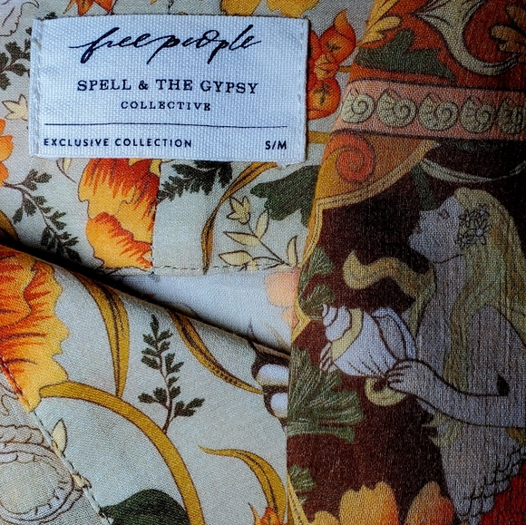 Spell & the Gypsy Free People MERMAID SEASHELL SEAHORSE Kimono Robe Duster S / M - Picture 7 of 9